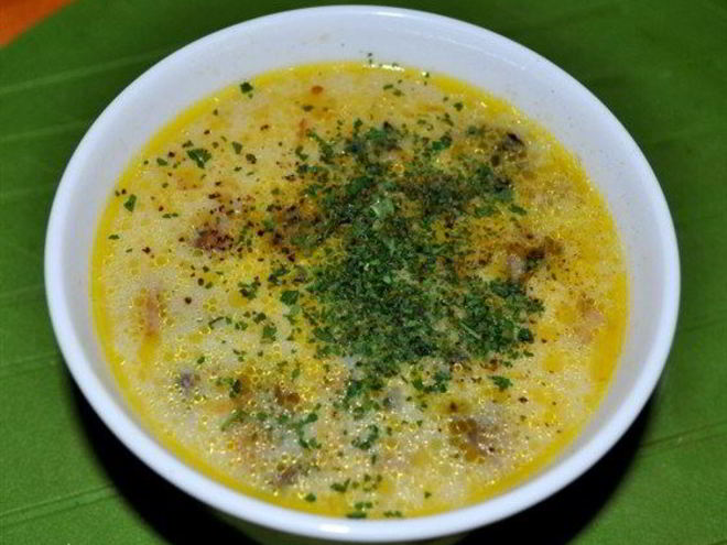 Рецепт сырного супа с зеленью