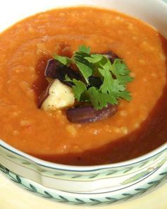 Томатный суп с баклажанами и булгуром