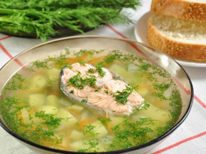 Рецепт ухи из форели с зеленью