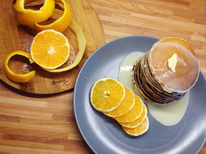 Рецепт апельсиновых панкейков с корицей