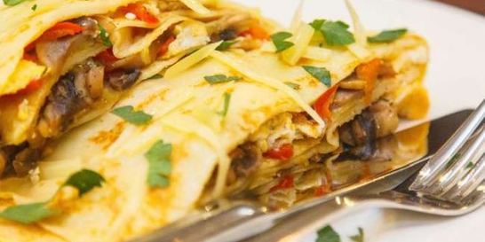 Блинчики креп с яйцом и грибами