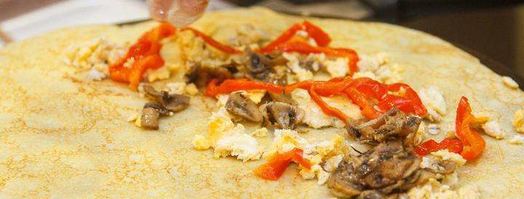 блинчики креп с яйцом и грибами. Шаг 6