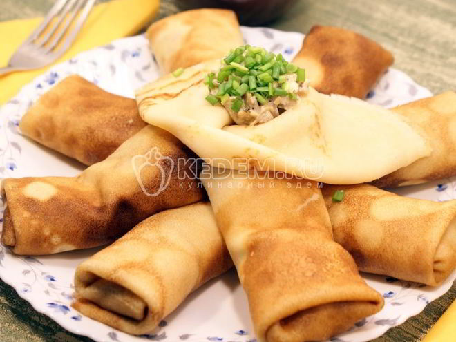 Рецепт блинов с грибами