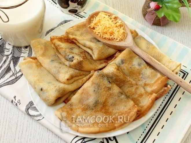 Рецепт блинов с грибным припеком