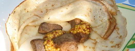 блины с куриной печенкой, грушей и горчицей. Шаг 6