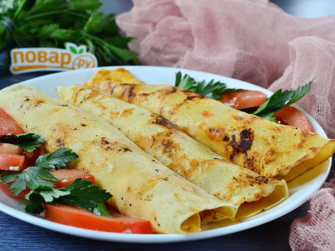 Рецепт блинов с помидорами