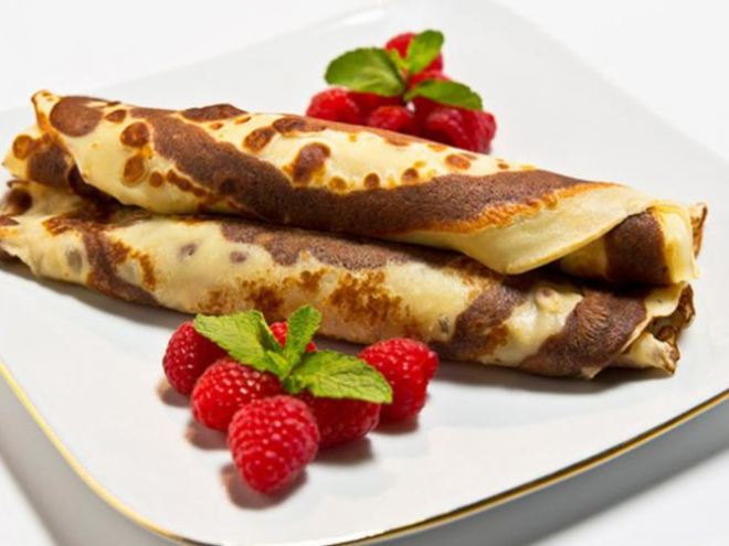 Рецепт полосатых блинчиков с шоколадной начинкой