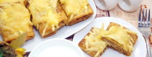 запеченные блины с курицей и грибами. Шаг 16