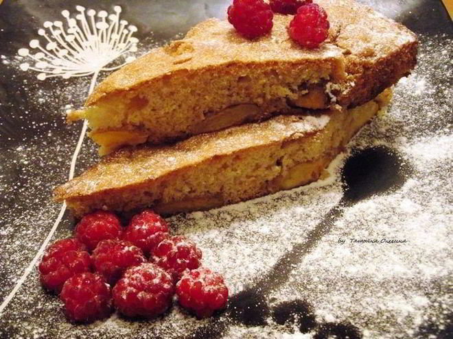 Рецепт французского кекса с персиками