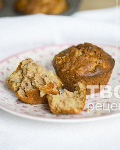 Кексы из цельнозерновой муки с яблоками и пеканом