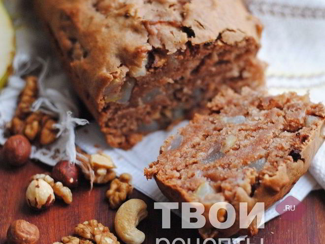 Рецепт медового кекса с грушей, шоколадом и орехами