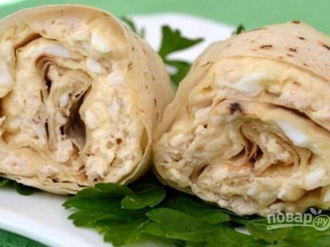 Рецепт лаваша с плавленым сыром и яйцом