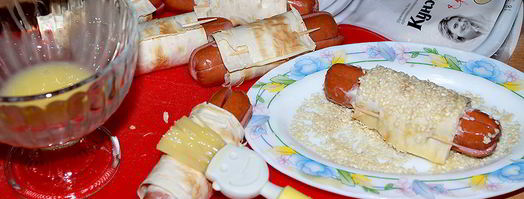 закусочные сосиски в лаваше. Шаг 4