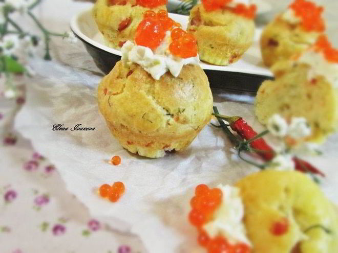 Рецепт мини-маффинов с семгой
