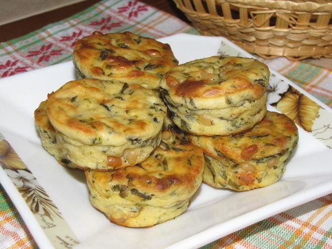 Рецепт творожных маффинов с кедровыми орешками и шпинатом