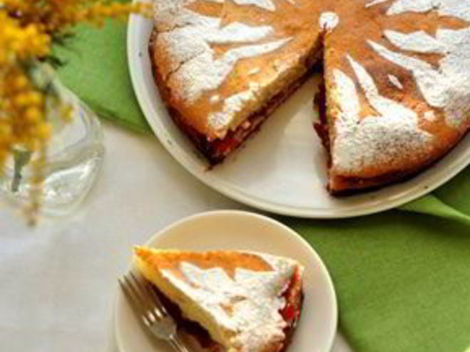 Рецепт манника с земляничным джемом