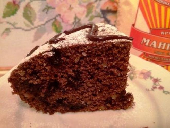 Рецепт шоколадного манника с черникой и кедровым орехом