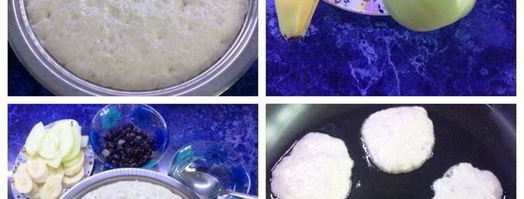 дрожжевые оладьи на воде с фруктами. Шаг 4