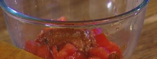 кукурузные оладьи с помидором и ветчиной. Шаг 7