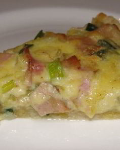 Пирог с зеленым луком и ветчиной