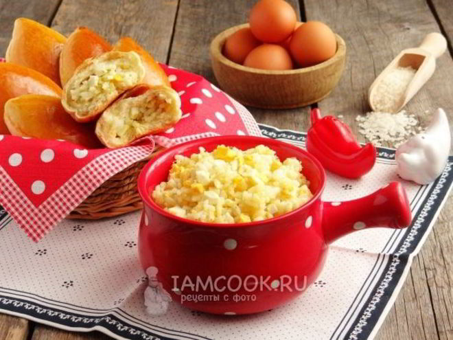 Рецепт начинки для пирожков с рисом и яйцом