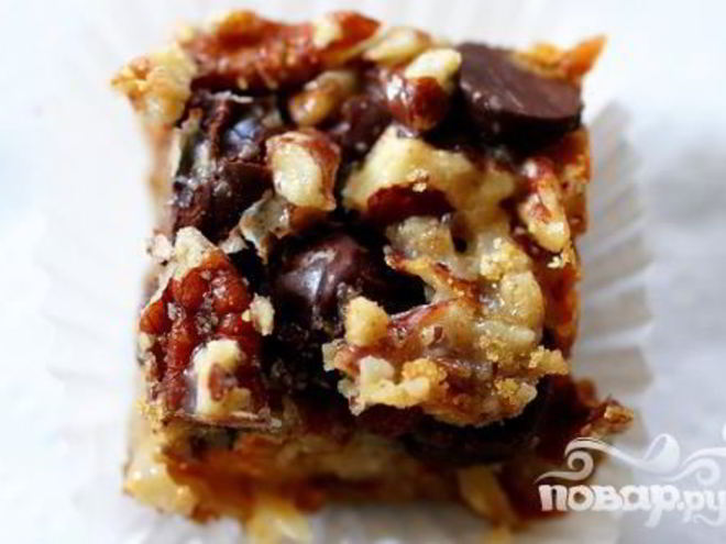 Рецепт пирожных с шоколадом, сгущенкой и орехами