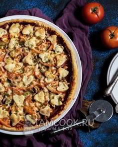 Пицца на кефире и майонезе