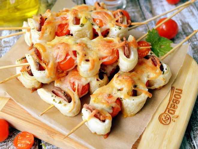 Рецепт пиццы на шпажках