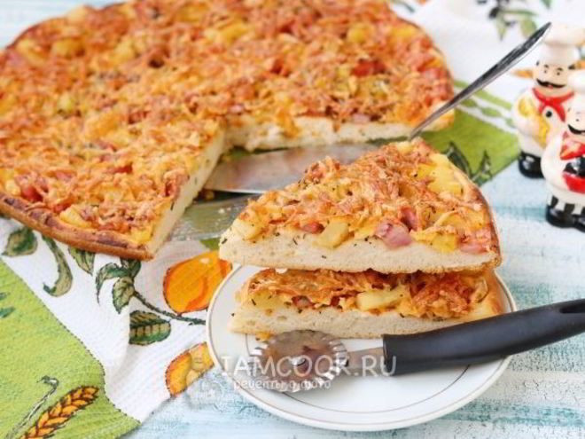 Рецепт пиццы с ананасами и ветчиной