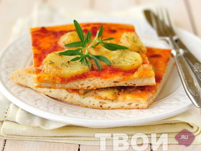 Рецепт пиццы с картофелем, розмарином и тимьяном