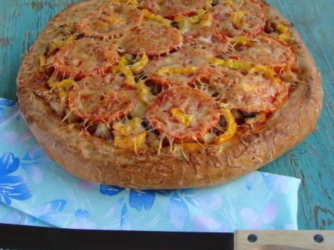 Рецепт пиццы с куриным филе и грибами