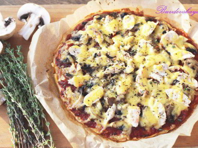Рецепт пиццы с курицей и грибами