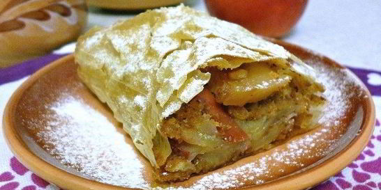 Яблочный штрудель из теста фило