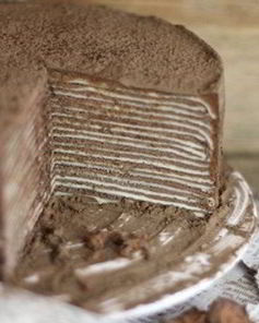 Шоколадный торт из блинов с ликером