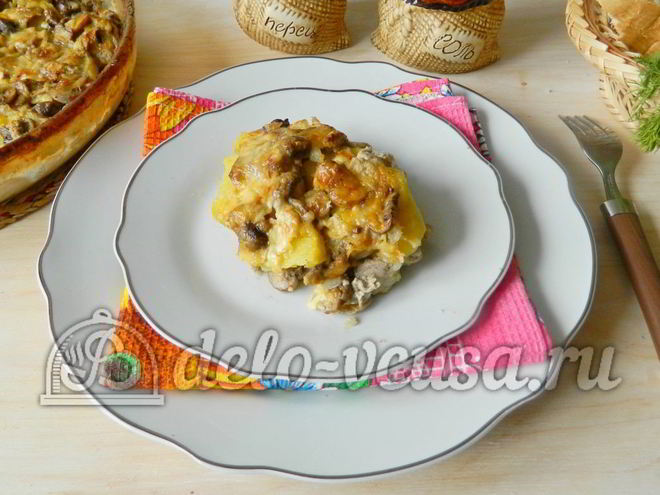 Рецепт картофельной запеканки с мясом и грибами