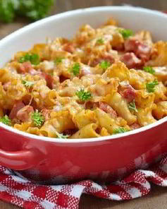 Макаронная запеканка с ветчиной