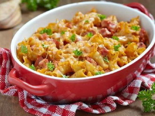 Рецепт макаронной запеканки с ветчиной