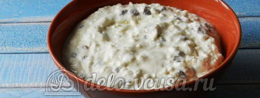 творожная запеканка с изюмом. Шаг 6