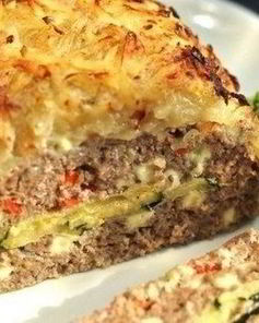 Запеканка из мясного фарша с начинкой из цуккини