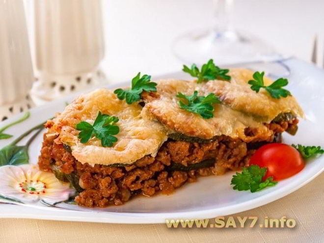 Рецепт запеканки с цуккини и фаршем