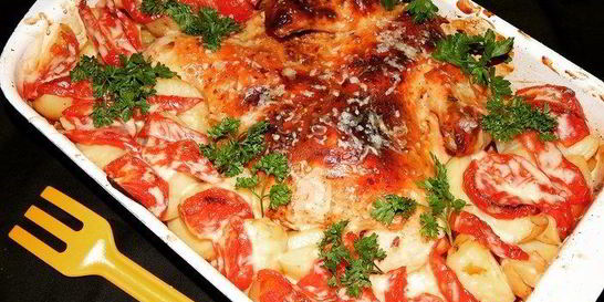 Курица в аджике с овощами