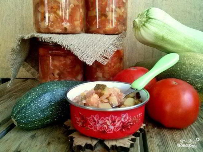 Рецепт кабачков в томате на зиму