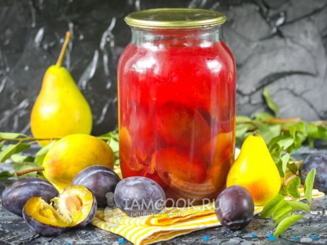 Рецепт компота из груш и слив на зиму