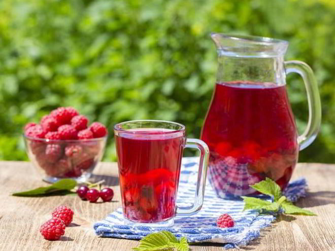 Рецепт компота из малины и черешни