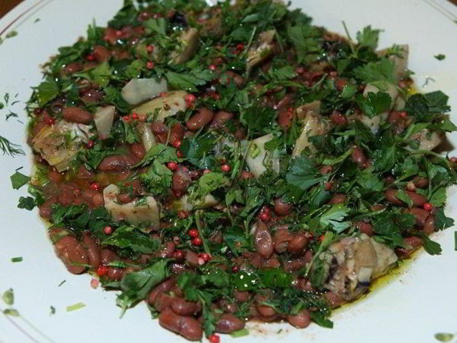 Рецепт фасоли с маринованными артишоками