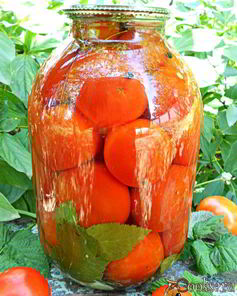 Помидоры маринованные с листьями малины