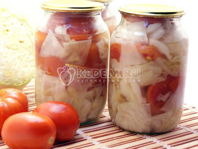 Рецепт помидоров с капустой и луком