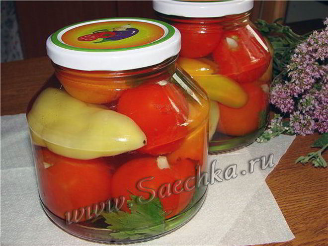 Рецепт консервированных перец и помидоры