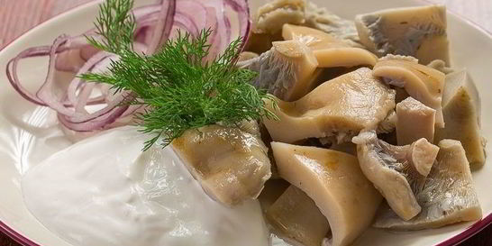 Соленые грибы со сметаной