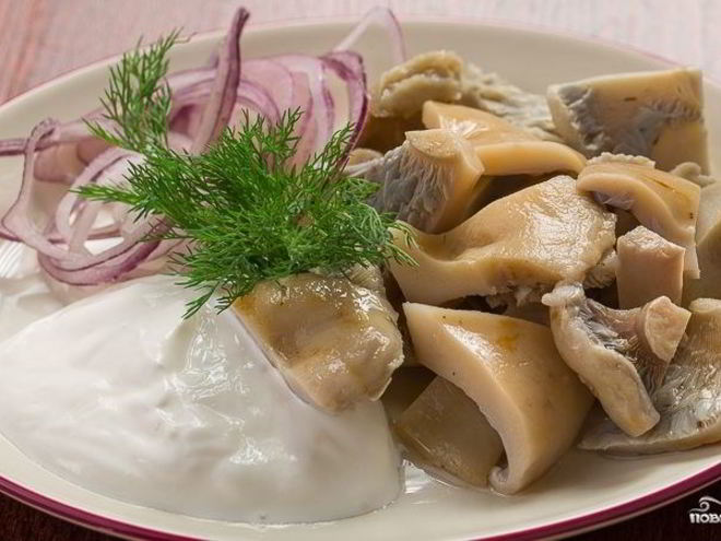 Рецепт соленых грибов со сметаной